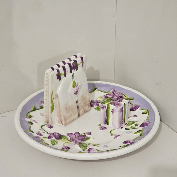 Vintage - Lady Jayne LTD - Ceramic Breakfast Tea Bag Resting Plate Violets - Picture 5 of 9